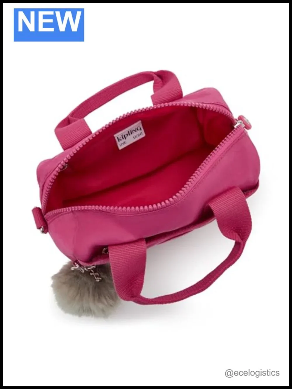 Kipling Nylon Satchel Shoulder Bag with Top Handle, Zip Closure